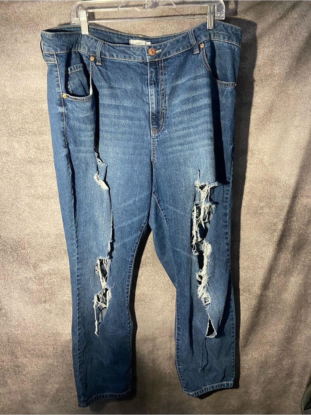 Rue21 Rue+ Women's Size 24 Distressed Ripped High Rise Straight Leg Jeans